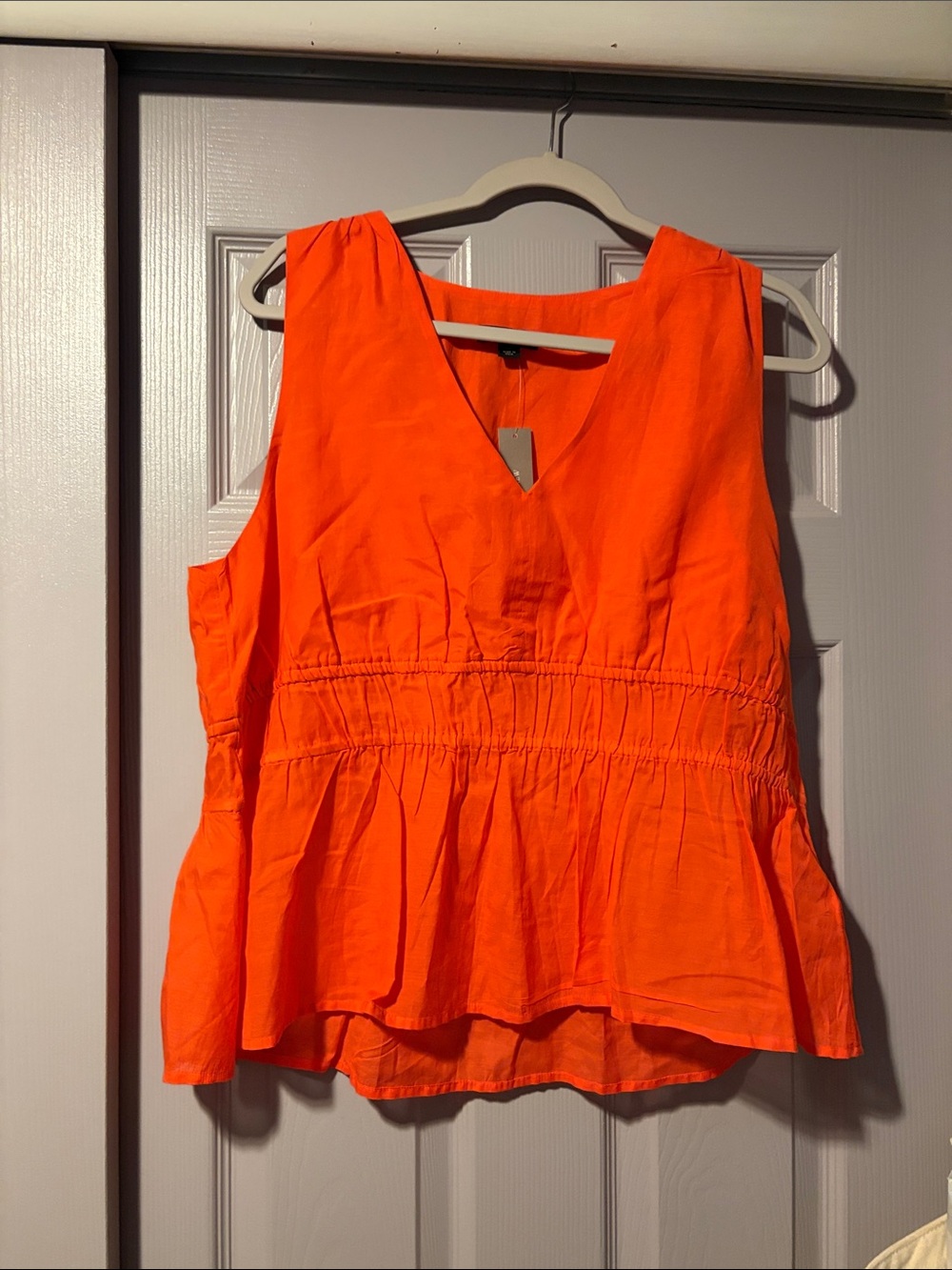 J. Crew Bright Orange V-Neck Sleeveless Peplum Camisole
